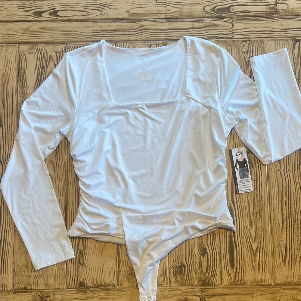 Madden NYC White Long Sleeve Bodysuit